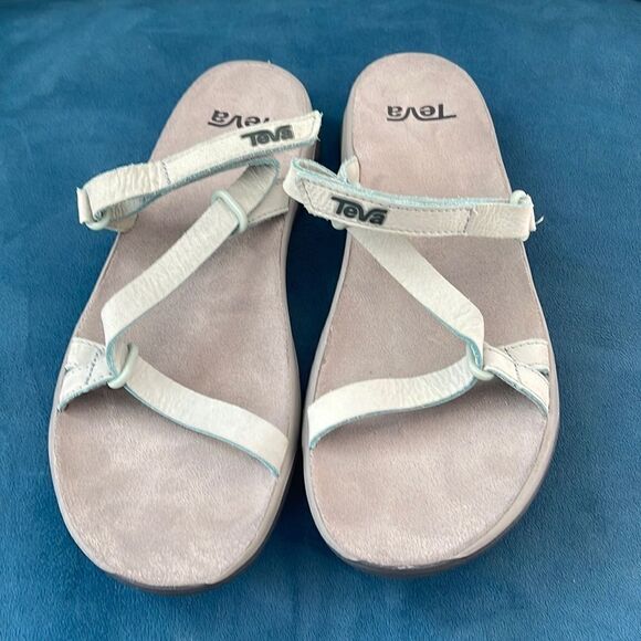 Teva Elzada Leather Slide Gray Mist Sandals size 9 - Picture 2 of 7